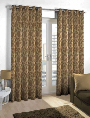 Skipper 275 cm (9 ft) Blends Long Door Curtain Single Curtain(Floral, Brown)