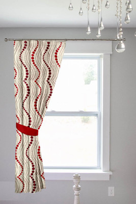 Threadmix 152 cm (5 ft) Polyester Window Curtain Single Curtain(Abstract, Red)