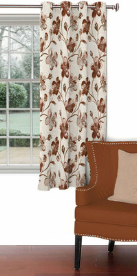Skipper 153 cm (5 ft) Blends Window Curtain Single Curtain(Floral, Rust)