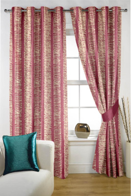 Threadmix 30 cm (1 ft) Polycotton Window Curtain Single Curtain(Abstract, Pink)