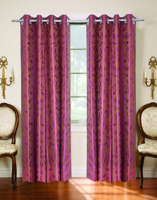Trendy Home 210 cm (7 ft) Polyester Door Curtain (Pack Of 4)(Printed, Purple)