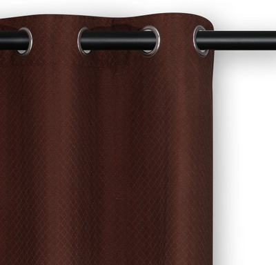 Soumya Furnishings 217 cm (7 ft) Cotton Door Curtain Single Curtain(Self Design, Brown)
