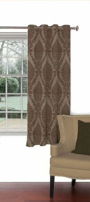 Skipper 153 cm (5 ft) Blends Window Curtain Single Curtain(Motif, Brown)
