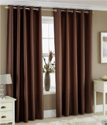 ATOZ Home Decor 213 cm (7 ft) Polyester Door Curtain (Pack Of 2)(Plain, Brown)