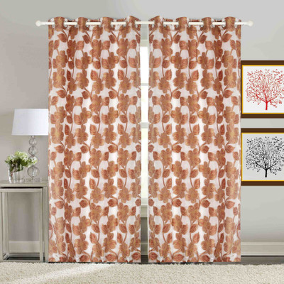 BE 213 cm (7 ft) Jacquard Door Curtain (Pack Of 2)(Floral, White)