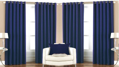 Abhi Decor 274 cm (9 ft) Polyester Long Door Curtain (Pack Of 4)(Plain, Dark Blue)