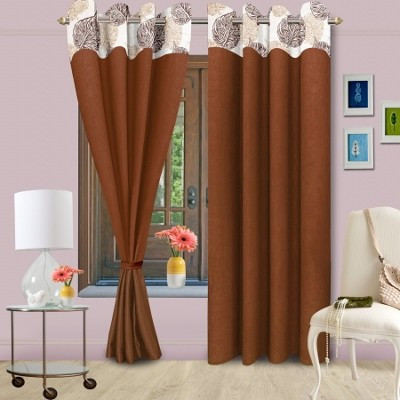 Vorhang 210 cm (7 ft) Polyester Door Curtain Single Curtain(Solid, Brown)