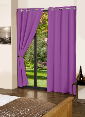 Lushomes 274 cm (9 ft) Cotton Long Door Curtain Single Curtain(Plain, Royal Lilac)