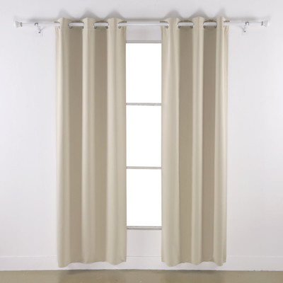 American-Elm 214 cm (7 ft) Polyester Door Curtain (Pack Of 2)(Solid, Beige_4)
