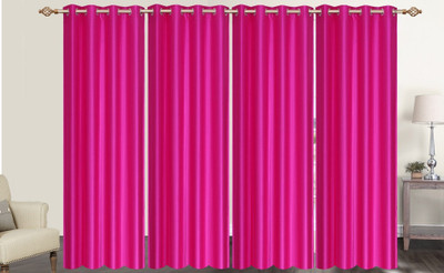 Furnishing Zone 152 cm (5 ft) Polyester Window Curtain (Pack Of 4)(Plain, Pink)