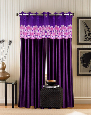 Zesture 211 cm (7 ft) Polyester Door Curtain (Pack Of 2)(Abstract, Purple)