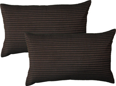 HOME SHINE Striped Pillows Cover(Pack of 2, 30 cm*45 cm, Brown)