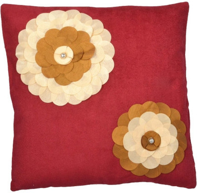 Nikunj Floral Cushions Cover(Pack of 5, 40 cm*40 cm, Maroon)