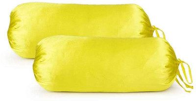 First Row Plain Bolsters Cover(Pack of 2, 77 cm, Yellow)