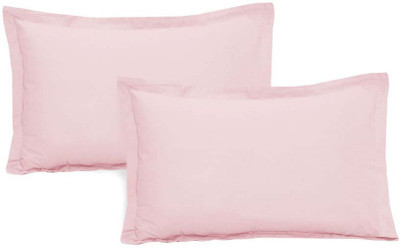 Metro Living Plain Pillows Cover(Pack of 2, 46 cm*66 cm, Pink)