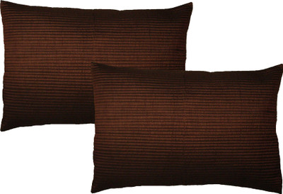 HOME SHINE Striped Pillows Cover(Pack of 2, 45 cm*95 cm, Brown)