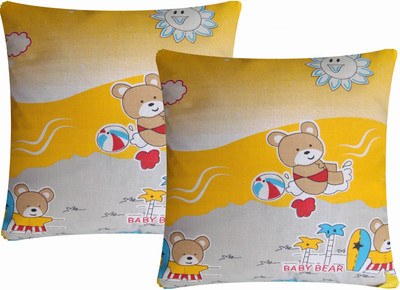 Dinitz Designz Cartoon Cushions Cover(Pack of 2, 30 cm*30 cm, Yellow)