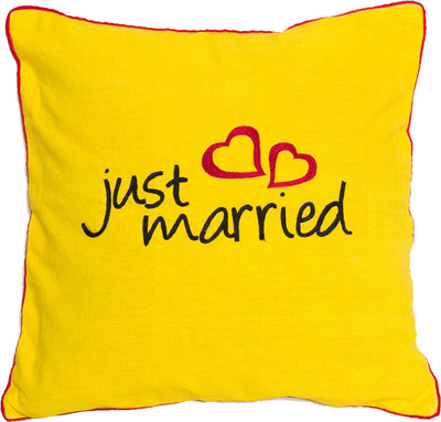 Band Box Embroidered Cushions Cover(40.64 cm*40.64 cm, Yellow)