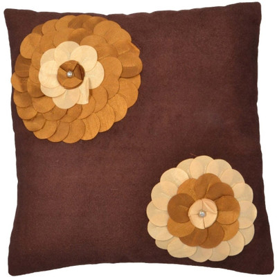 Nikunj Floral Cushions Cover(Pack of 5, 40 cm*40 cm, Brown)