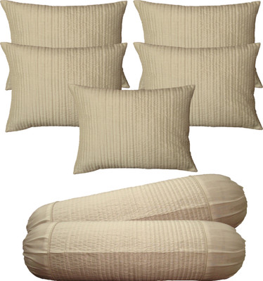 HOME SHINE Striped Cushions & Bolsters Cover(Pack of 7, 40 cm*40 cm, White)