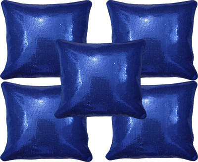 HOME SHINE Embroidered Cushions Cover(Pack of 5, 40 cm*40 cm, Blue)