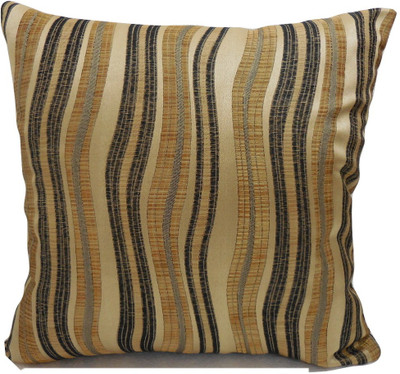 SWHF Striped Cushions Cover(Pack of 5, 40 cm*40 cm, Gold, Black), Black;gold