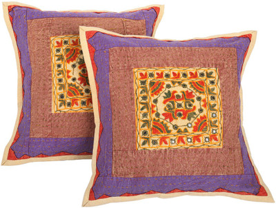 Rajrang Floral Cushions Cover(Pack of 2, 41 cm*41 cm, Brown)