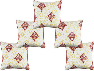 Soumya Furnishings Abstract Cushions Cover(Pack of 5, 40 cm*40 cm, Red, White)