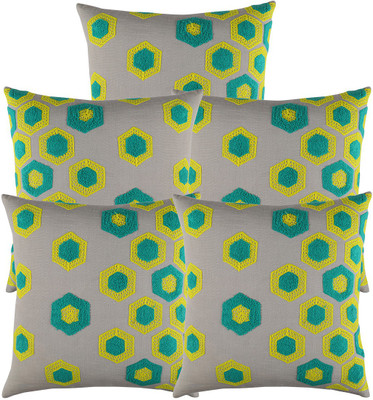 Rajrang Geometric Cushions Cover(Pack of 5, 46 cm*46 cm, Grey)