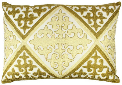 The Decor Mart Embroidered Cushions Cover(48.26 cm, White, Green), Green;white