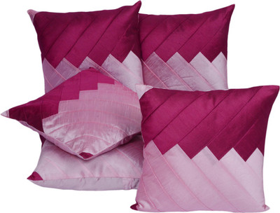 Shine Villa Striped Cushions Cover(Pack of 5, 40 cm*40 cm, Pink)