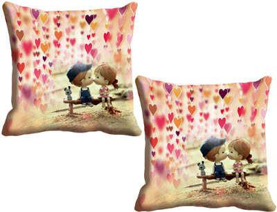 IndiWeaves Printed Cushions Cover(Pack of 2, 40 cm*40 cm, Beige)
