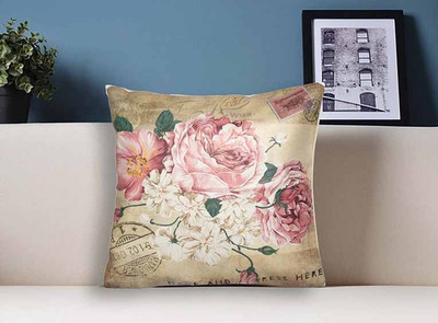 Painting Mantra Floral Cushions Cover(40 cm*40 cm, Pink)