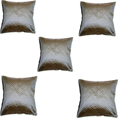 Koncepts Checkered Cushions & Pillows Cover(Pack of 5, 42 cm*42 cm, Brown)