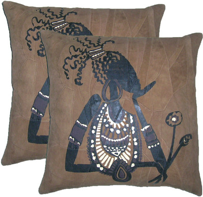 ChicAntique Printed Cushions Cover(Pack of 2, 40 cm*40 cm, Brown)