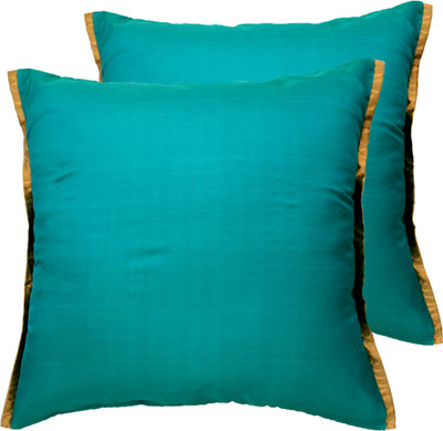 Ans Striped Cushions Cover(Pack of 2, 40 cm*40 cm, Dark Green)