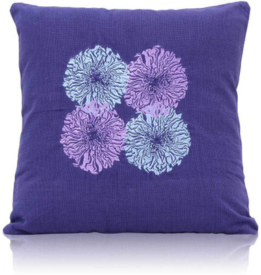 Elan Embroidered Cushions Cover(40 cm*40 cm, Blue)