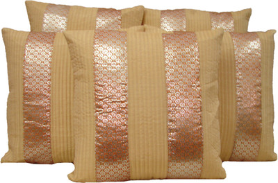 HOME SHINE Striped Cushions Cover(Pack of 5, 40 cm*40 cm, Beige)