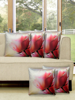 Alina Decor Printed Cushions Cover(Pack of 5, 40.64 cm, Pink)