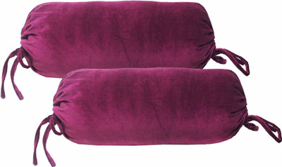 Rhome Plain Bolsters Cover(Pack of 2, 34 cm*70 cm, Purple)