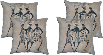 ChicAntique Printed Cushions Cover(Pack of 4, 40 cm*40 cm, Beige)