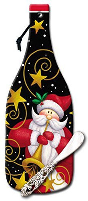 CounterArt Wine Bottle Shaped 1212Inch Glass Cheese Board With Spreader Knife