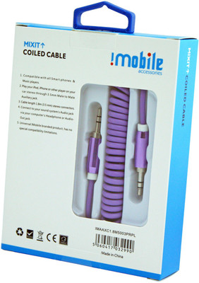 IMobile 1.8 M Aux Cable Car Stereo Audio Cable(Purple)
