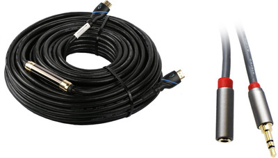 CE Buy 1 100-Feet High Speed HDMI Cable & Get Free 6-Feet 3.5mm Male to Female Audio Extension Cable HDMI Cable(Compatible with HDTV, Blu Ray, Set Top Box, Laptop, Black)
