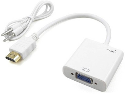 Axcess HDMI to VGA with Audio Cable HDMI Cable(White)