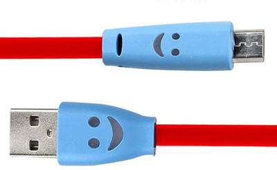 Dhhan Stylish Smiley Red Flat Micro data Cable USB Cable(Red)