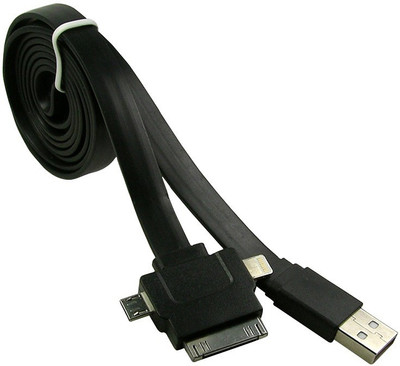 Dhhan Multifunction Black Flat 3 in 1 USB Cbale USB Cable(Black)