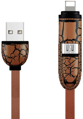 Heartly Crack Design 2 In 1 Lightning Micro 09 USB Cable(Brown)