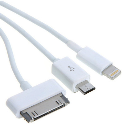 Dhhan 3 in 1 cable for Smartphone , iPhone 4/Tab, iPhone 5 USB Cable(White)