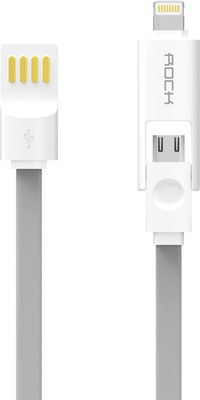 Rock 1m Lightning/Micro USB Combo Cable_85262 USB Cable(Grey)